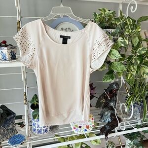 Calvin Klein Jeans Cream Blouse with Cut-Out Sleeves